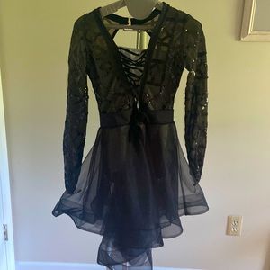 Girls XL black mesh contemporary dance costume by revolution